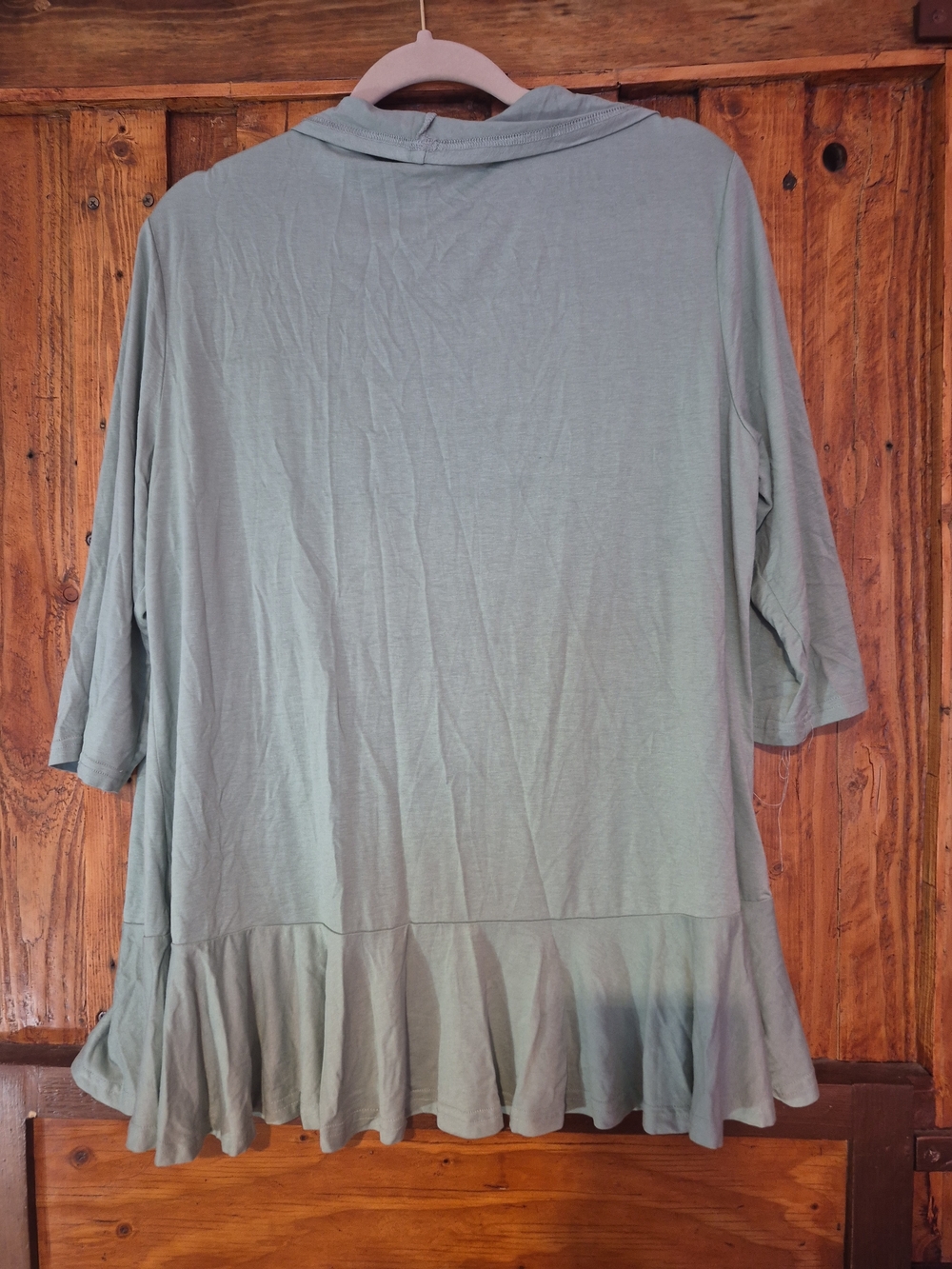 Light Sage Ruffle-Trim Open Front Tunic - Picture 4 of 4